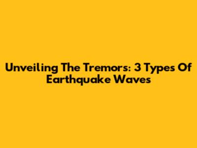 Unveiling The Tremors: 3 Types Of Earthquake Waves