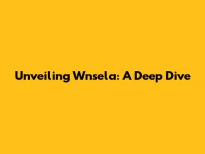 Unveiling Wnsela: A Deep Dive