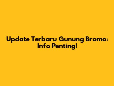 Update Terbaru Gunung Bromo: Info Penting!