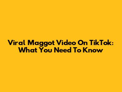 Viral Maggot Video On TikTok: What You Need To Know