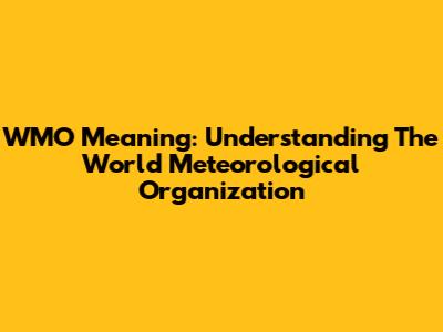 WMO Meaning: Understanding The World Meteorological Organization
