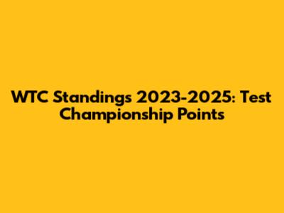 WTC Standings 2023-2025: Test Championship Points