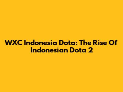WXC Indonesia Dota: The Rise Of Indonesian Dota 2