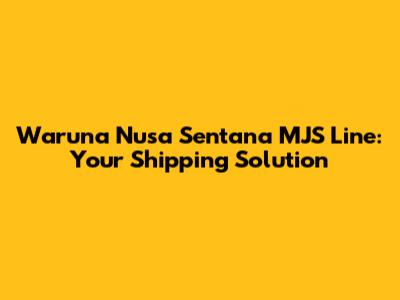 Waruna Nusa Sentana MJS Line: Your Shipping Solution
