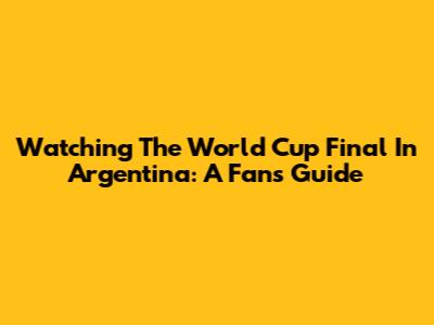 Watching The World Cup Final In Argentina: A Fan's Guide
