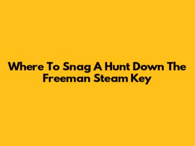 Where To Snag A Hunt Down The Freeman Steam Key