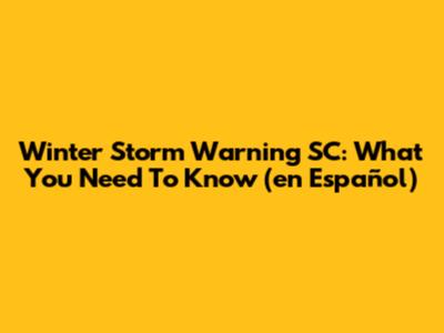 Winter Storm Warning SC: What You Need To Know (en Español)