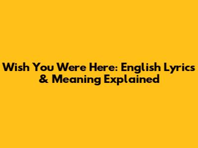 Wish You Were Here: English Lyrics & Meaning Explained