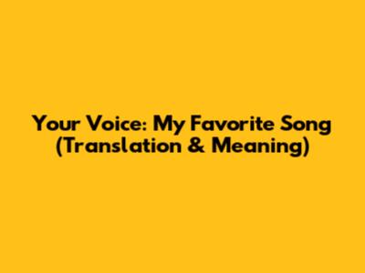 Your Voice: My Favorite Song (Translation & Meaning)
