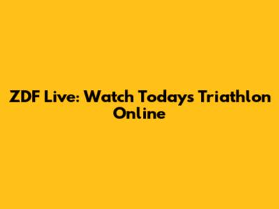 ZDF Live: Watch Today's Triathlon Online