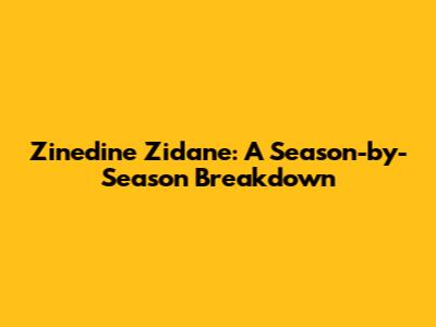 Zinedine Zidane: A Season-by-Season Breakdown