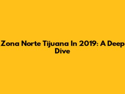 Zona Norte Tijuana In 2019: A Deep Dive